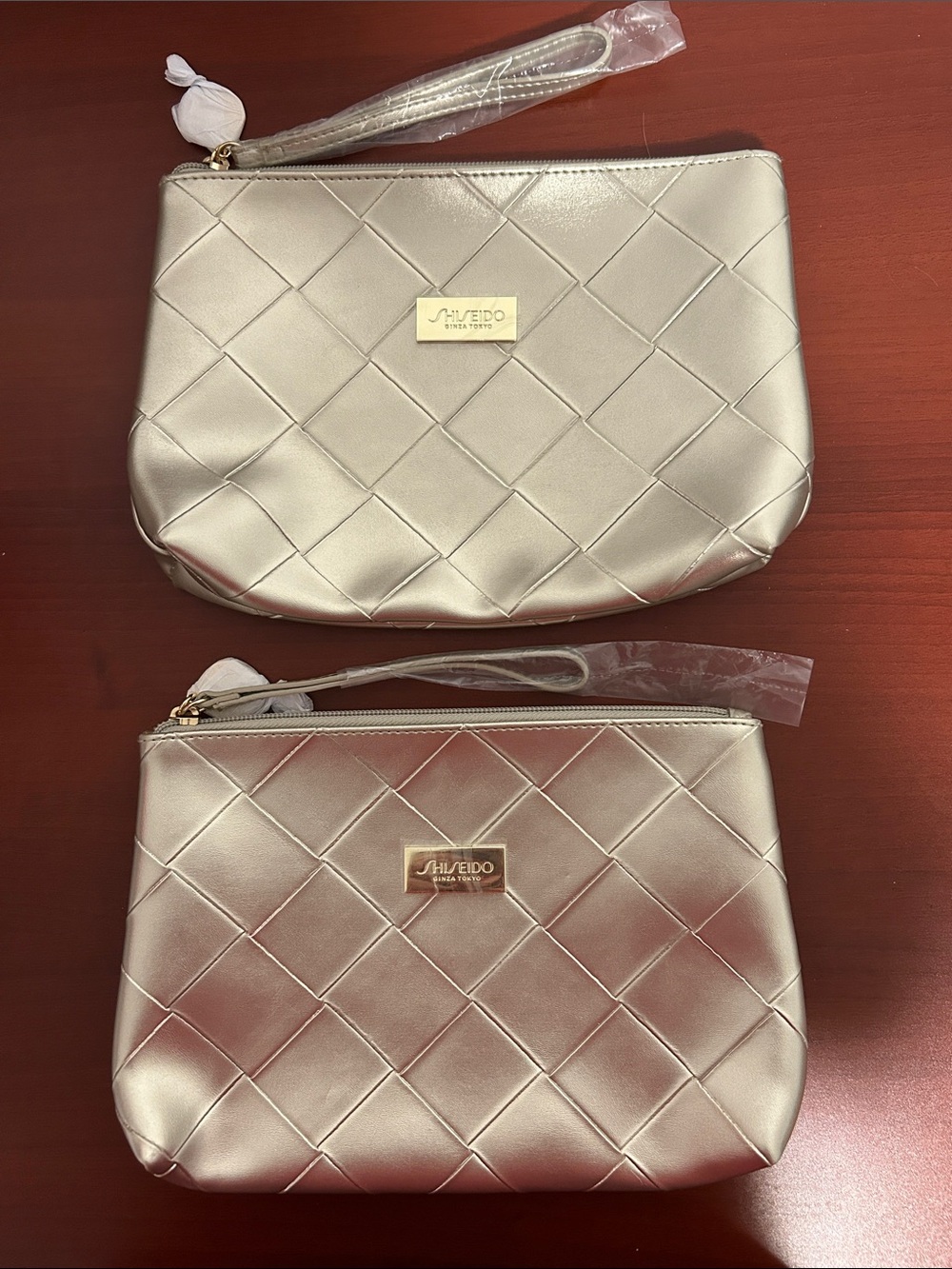 Shiseido Metallic Quilted Wristlet Clutch - Champagne